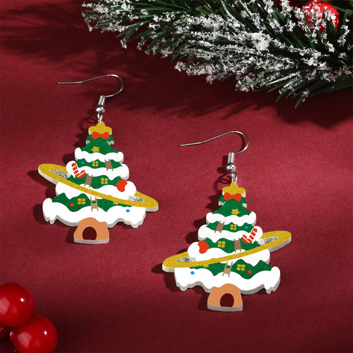 Wholesale Eco-friendly acrylic earrings  personality Christmas tree stars earrings