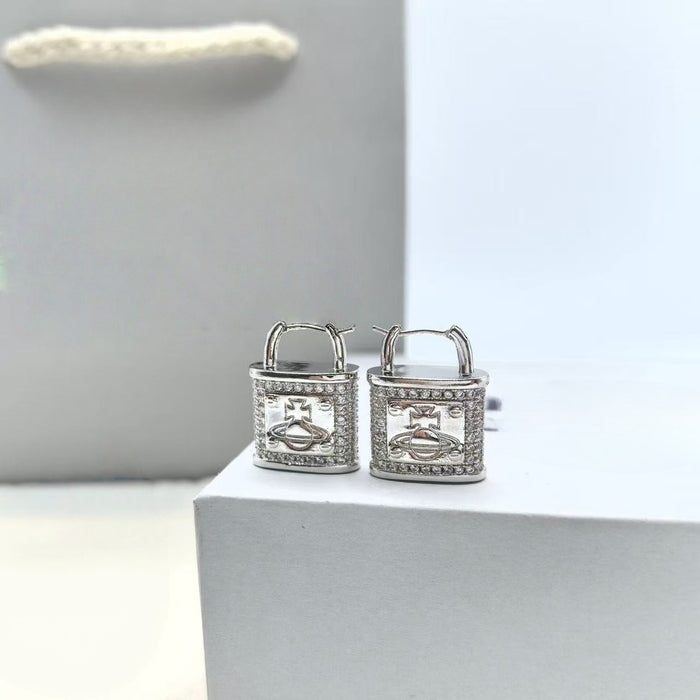 Wholesale Light Luxury Lock Statemente Earrings