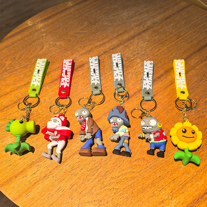 Wholesale Silicone Plant and Zombie Keychain Cute Gift for Kids