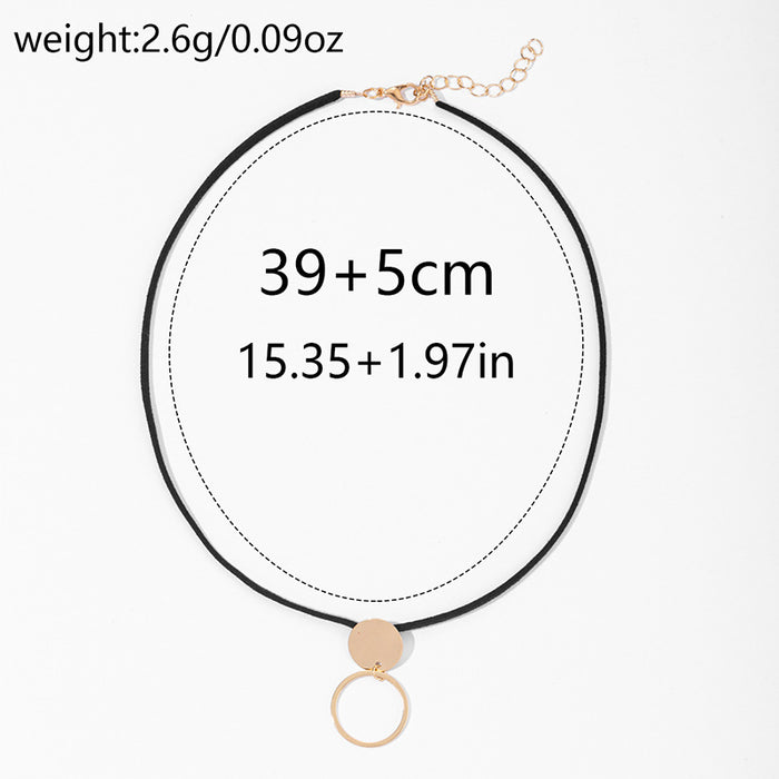 Wholesale Exaggerated circle pendant fashion alloy versatile necklace niche rope chain geometric necklace