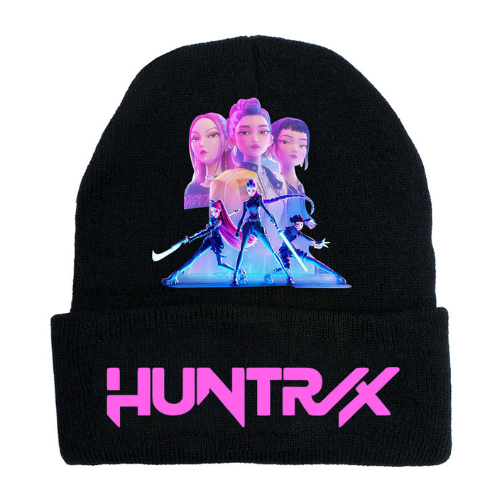 Wholesale Kpop Knitted hat fashion curled brim beanie printed