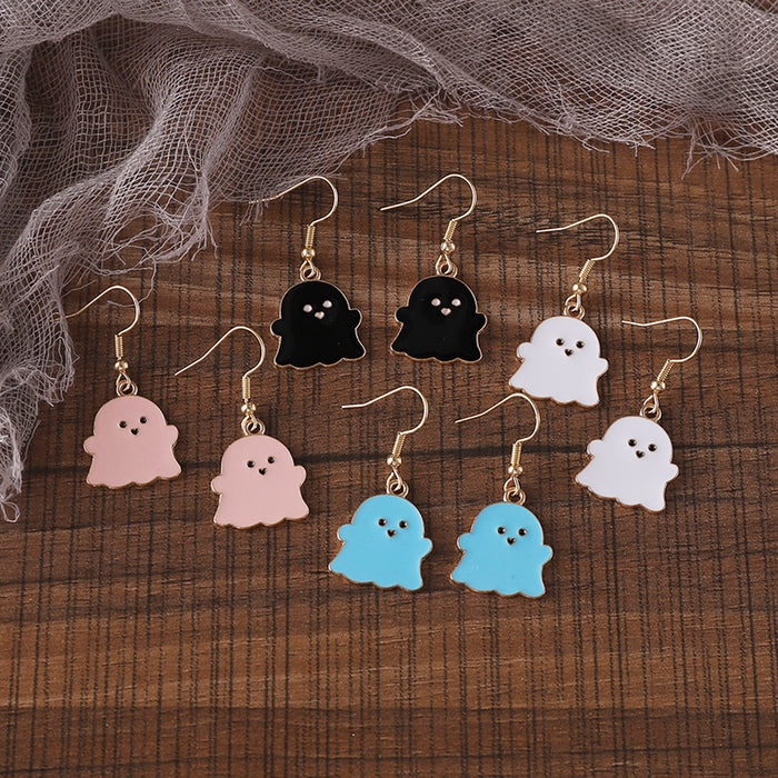 Wholesale Zinc Alloy Ghost Earrings Set 4 Pairs  Cartoon Dripping Oil Drop Earring
