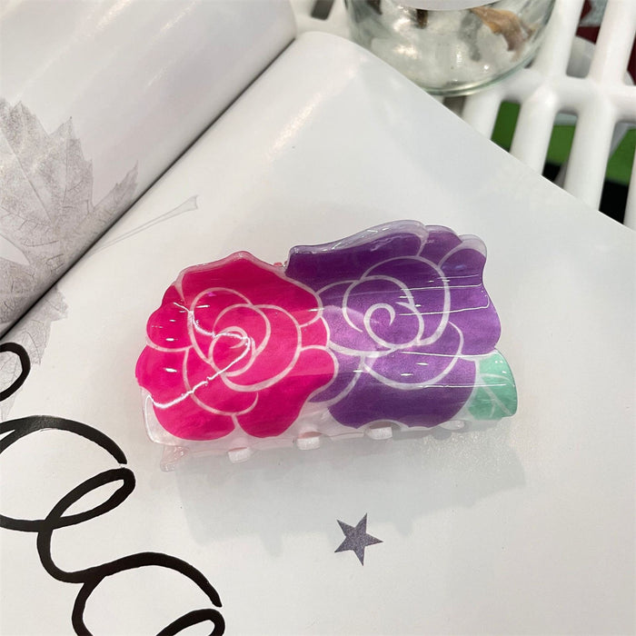 Wholesale Acrylic Flower Grab Clip Hand-painted Rose Lily Hair Accessories Dopamine Hairpin