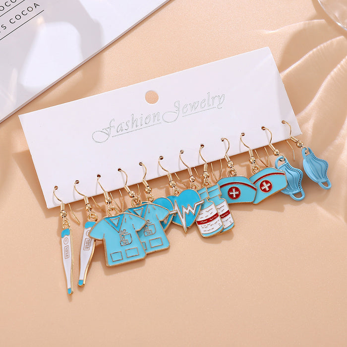 Wholesale Nurses Day Nurse Uniform Nurse Hat Love Mask Pendant Earrings Medical Supplies Nurses Day Earrings