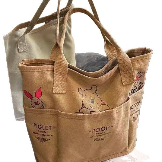 Wholesale Retro tote bag for women, large capacity canvas bag for class, book carrying bag, commuting shoulder bag