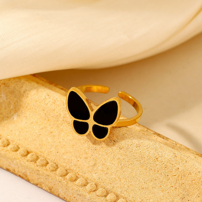 Wholesale Drip oil titanium steel ring, simple and luxurious geometric octagonal star heart stainless steel ring