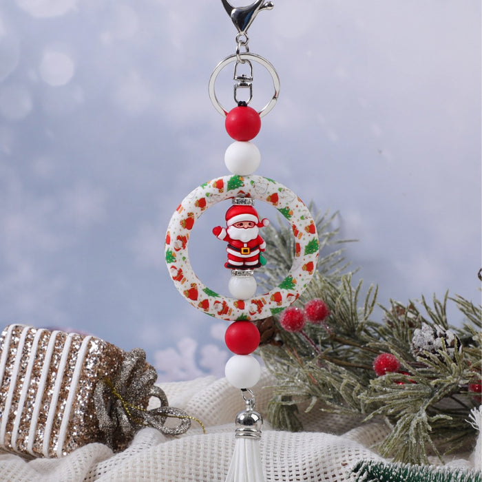 Wholesale Silicone Santa Christmas Keychain Charm Fashion Accessory Gift for Party MOQ≥2