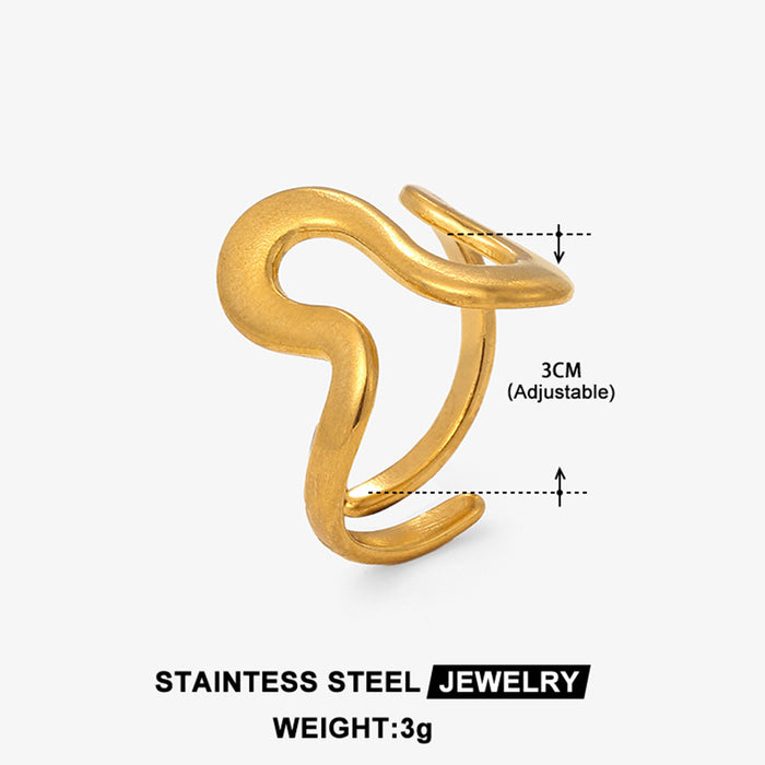 Wholesale Simple geometric irregular shaped ring with adjustable opening, titanium steel non fading ring, stainless steel open ring