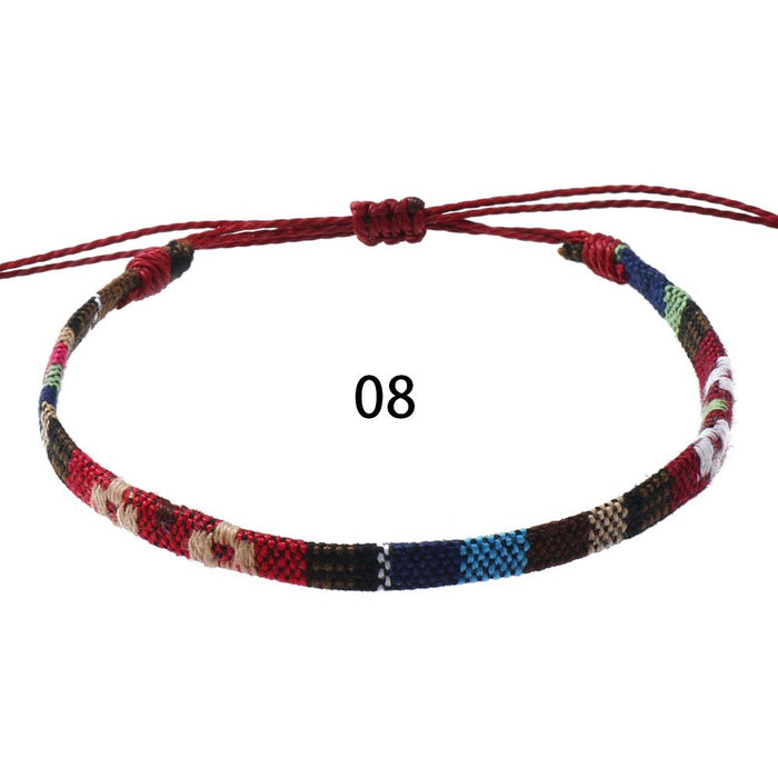 Wholesale Colorful Cotton and Linen Bohemian Fabric Bracelets for Women Hand-woven Knot Bracelets JDC-BT-XH008