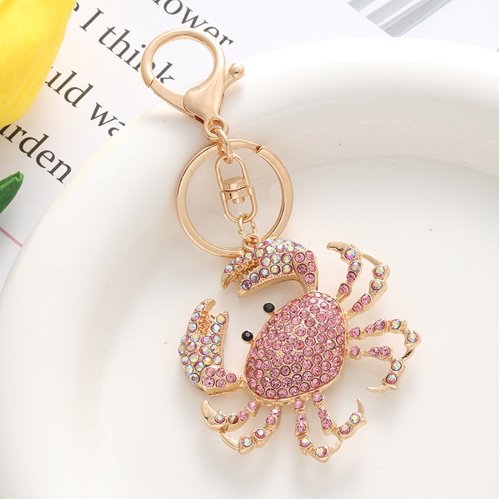Wholesale Diamond-encrusted Metal Color Crab Alloy Keychain JDC-KC-ChaoK049