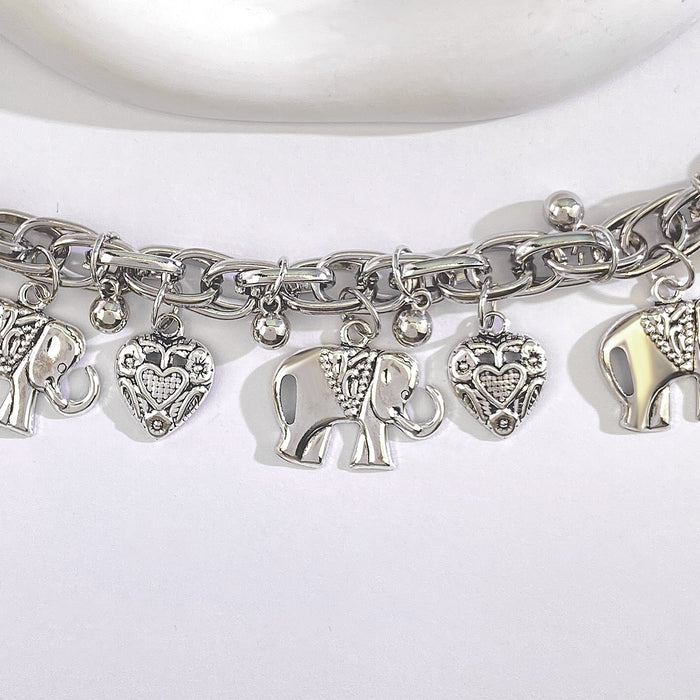 Wholesale Bell Love Elephant Pendant Alloy Anklet JDC-AS-QingWen001