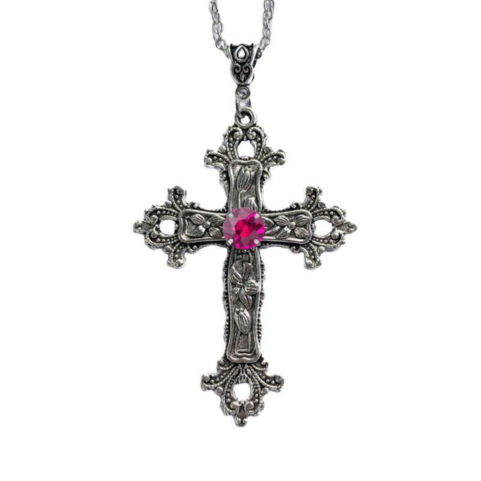Wholesale Creative Flower Pattern Cross Diamond Necklace