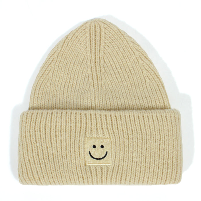 Wholesale Smiley Face Embroidery Acrylic Wool Knitted Hat JDC-FH-XiaMi011