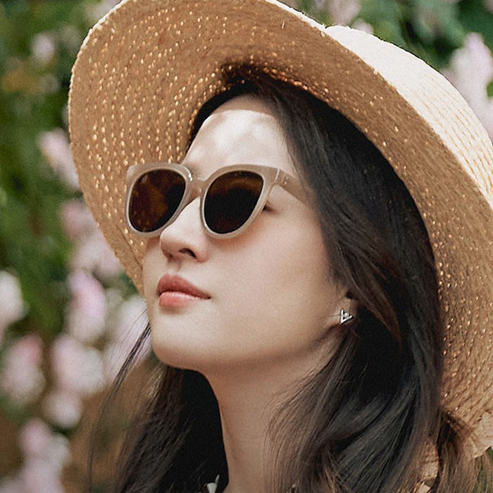 Wholesale Tea colored sunglasses for women, versatile, classic, face enhancing, small, polarized sunglasses