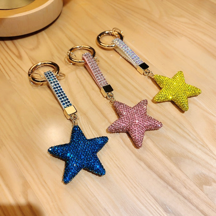 Wholesale Double-sided Diamond Five-pointed Star Keychain