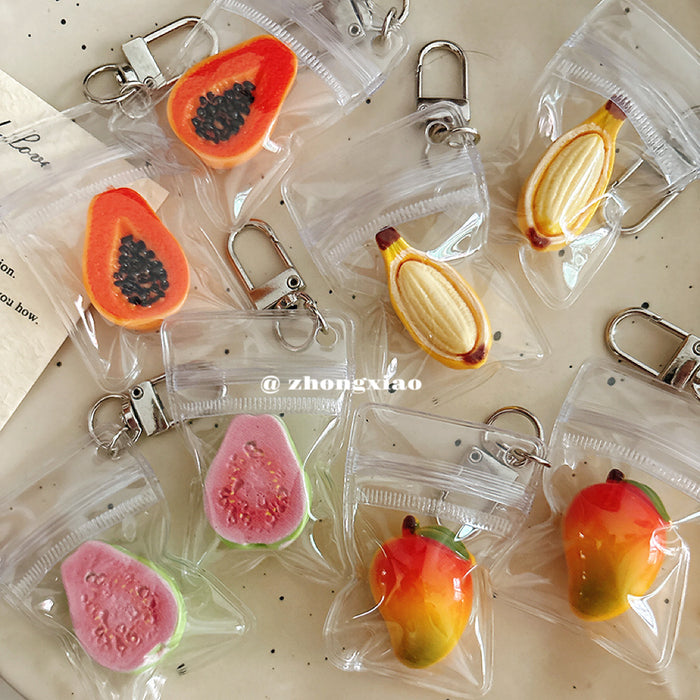 Wholesale Chic Assorted Fruit Resin Keychain Bag Charm For Backpack Purse Car Key Party Gift