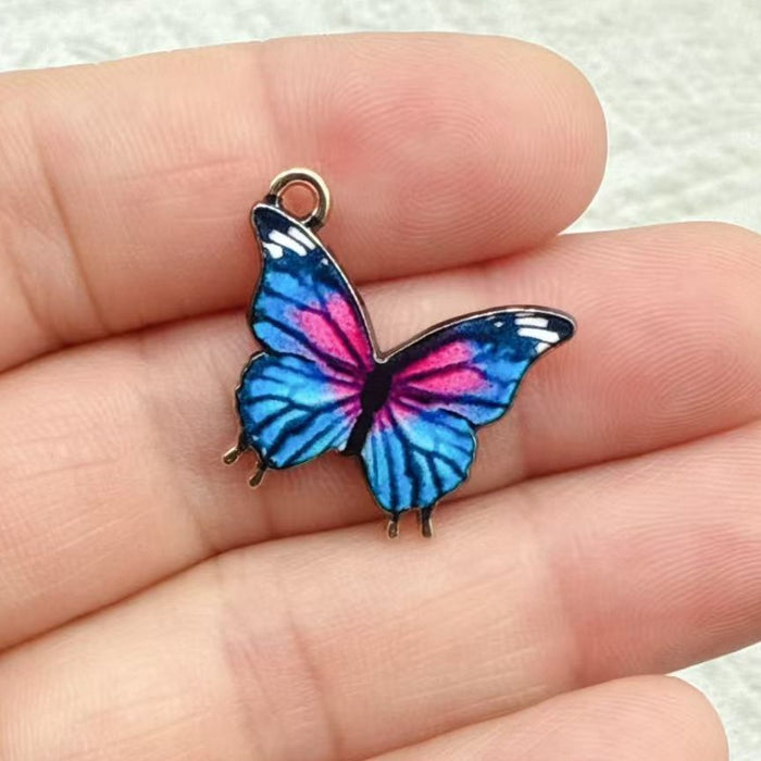 Wholesale 10 PCS DIY alloy enamel colorful butterfly single pendant charm
