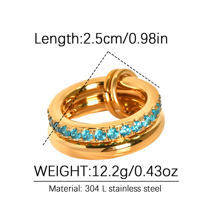 Wholesale Double-layer stainless steel gold-plated diamond zircon ring with elegant niche design
