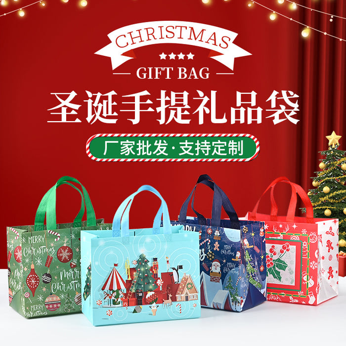 Wholesale Christmas Handheld Gift Bag Customized Cartoon Santa Claus Elk Snowflake Non Woven Bag JDC-GB-XJ002