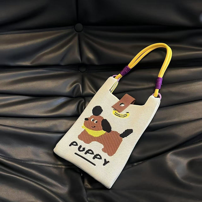 Wholesale Mobile phone bag cartoon knitted bag dopamine color matching handbag niche versatile shoulder crossbody bag