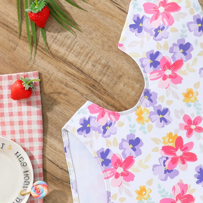 Wholesale Girls' one-piece swimsuit, children's one-piece shoulder strap, cross suspender, hollowed out floral swimsuit