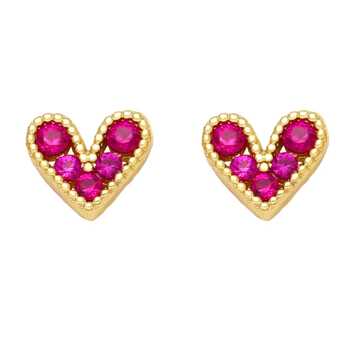 Wholesale Mini Zircon Heart Earrings JDC-ES-AS085