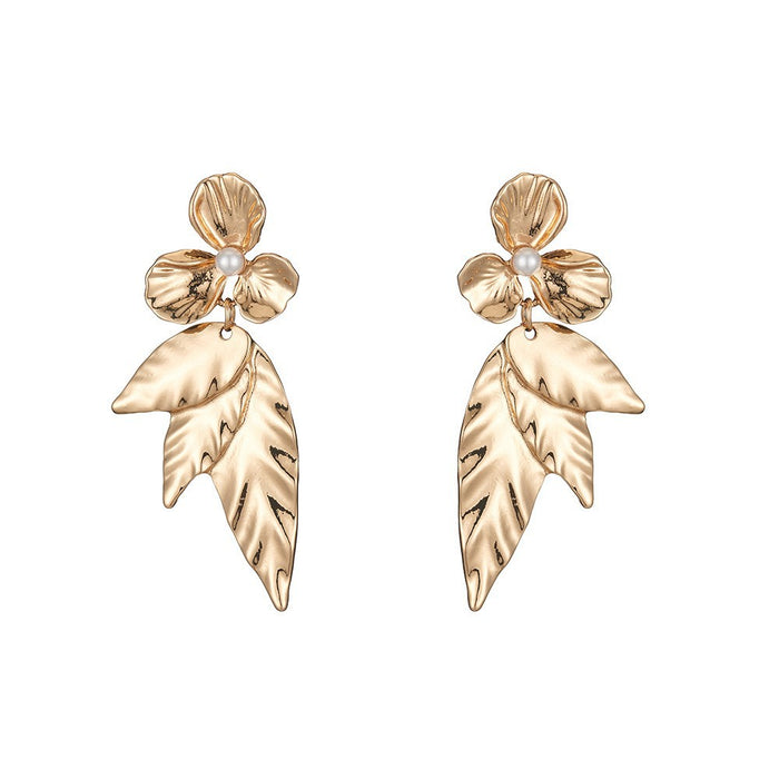 Wholesale Earrings Alloy Exaggerated Long Leaves MOQ≥2 JDC-ES-JUYAO010