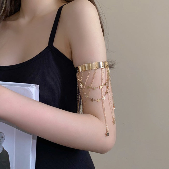 Wholesale Simple and versatile tassel chain, heart-shaped opening adjustable bracelet, arm ring