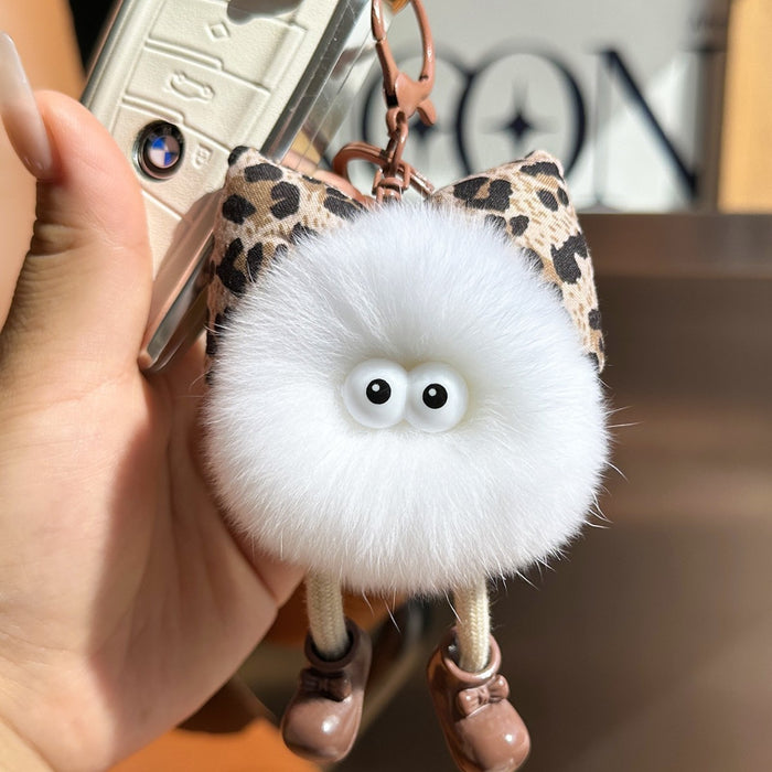 Wholesale Leopard Print Bow Small Charcoal Keychain