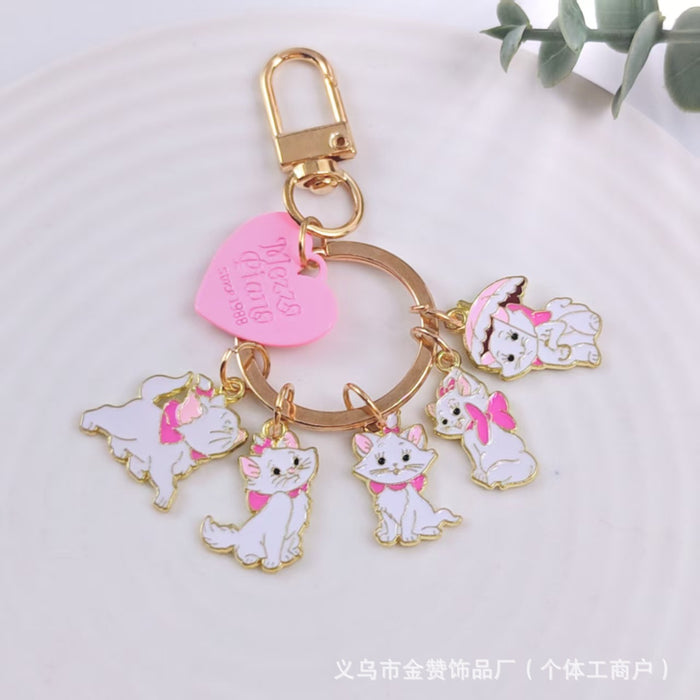 Wholesale Cartoon Cat Keychain Metal Creative Cute Cat Girlfriend Bag Pendant Couple Cat Ornament