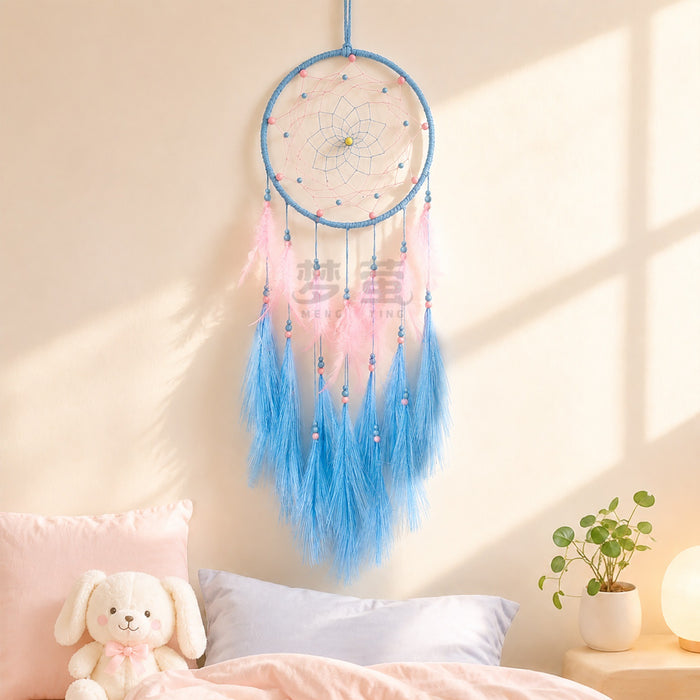 Wholesale Hand Knitted Pampas Grass Dreamcatcher Pendant Nordic Style Wall Decor MOQ≥2