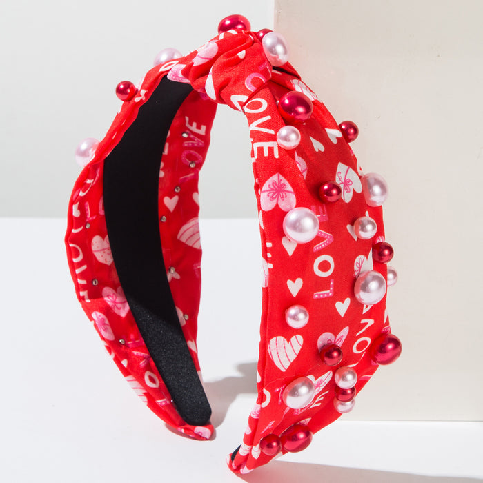 Wholesale Valentine' s Day knotted heart and letter print headband