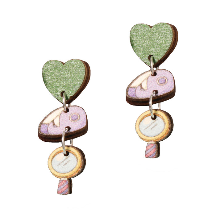 Wholesale  color printing connection long earrings niche all-match earrings