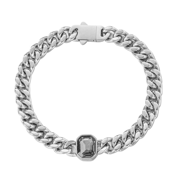 Wholesale Titanium Steel Cuban Gray Diamond Bracelet JDC-BT-CAJB002