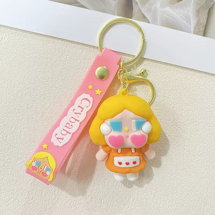 Wholesale Cartoon Flocking Crying Baby Keychain Cute Silicone Doll Doll Car Keychain Gift Bag Pendant