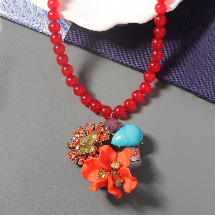Wholesale Alloy Resin Flower Flower Pendant All-match Banquet Women's Necklace