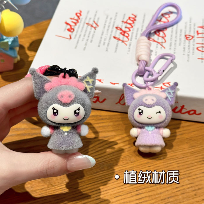 Wholesale Cartoon Plush Keychain Cute Devil Purple Bag Charm Car Key Accessory MOQ≥5