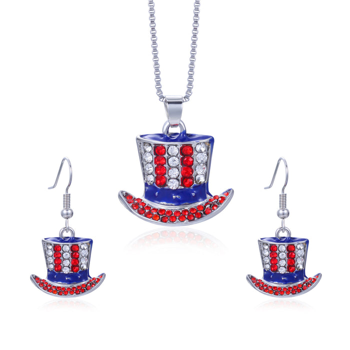 Wholesale Jewelry alloy diamond studded striped earrings necklace set