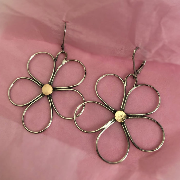 Wholesale Alloy Hollow Large Flower Pendant Earrings JDC-ES-MingCheng002
