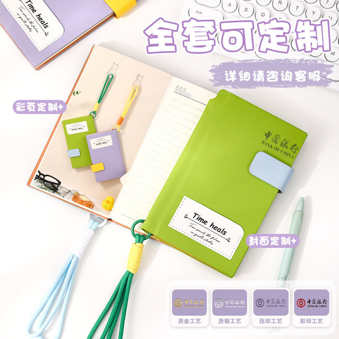 Wholesale Cartoon Lanyard Notebook A6 Portable Pocket Journal with Imitation Leather Cover DIY Accessory