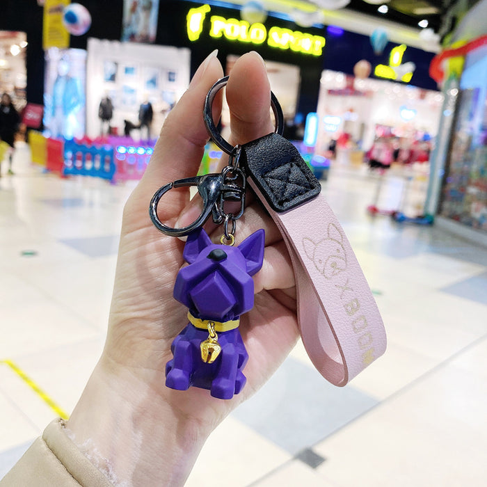 Wholesale Cute keychain pendant, car keychain, French fighting dog, dog, couple bag, hanging accessories wholesale