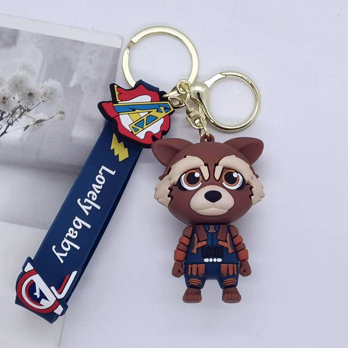 Wholesale small tree people raccoon doll key chain pendant couple bag car key chain accessories gift