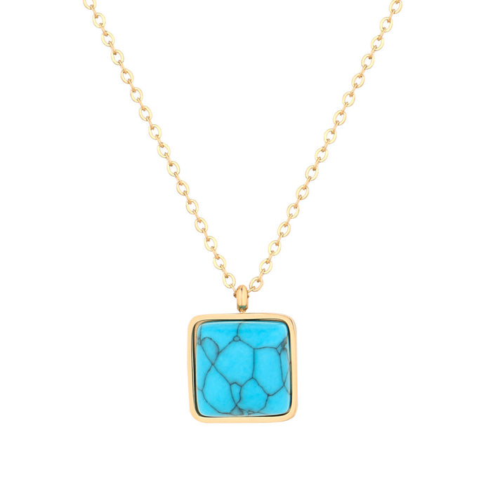 Wholesale stainless steel natural turquoise necklace