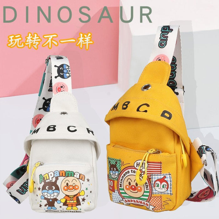 Wholesale Cartoon chest bag with printed texture canvas bag, single shoulder crossbody small bag