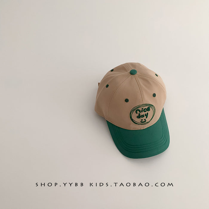 Wholesale Color blocked letter children's duck tongue hat, baby sun shading and sun protection versatile thin baseball cap