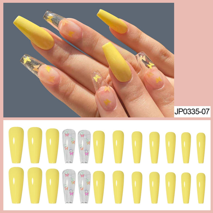 Wholesale Nail Stickers Plastic Yellow Butterfly Coffin Nail  JDC-NS-oumei010