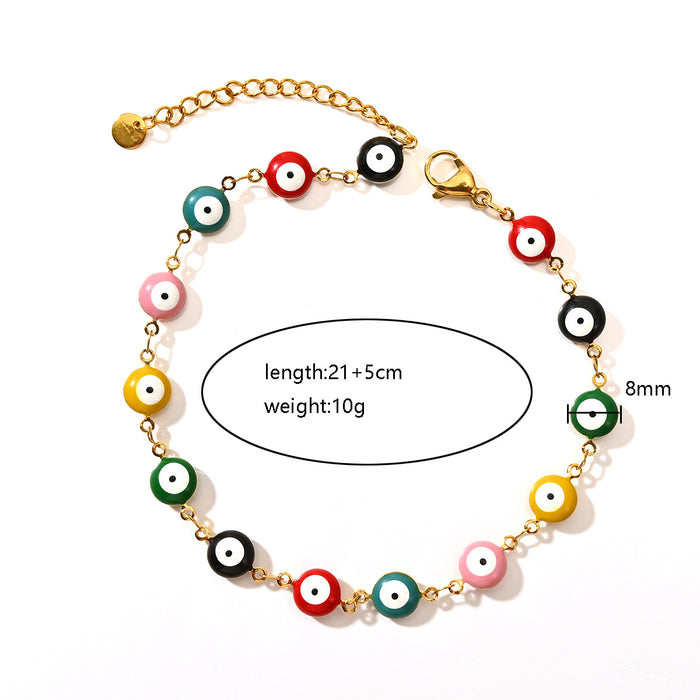 Wholesale Fashion classic style color preserving electroplated stainless steel Devil's Eye ankle chain multi-color wholesale