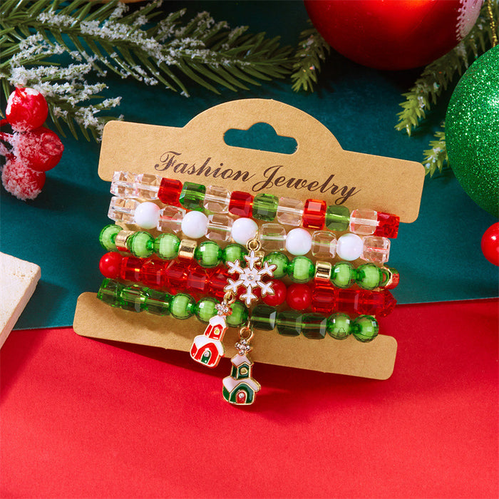 Wholesale Christmas Bracelet Rice Bead Polymer Clay Multi-layer Bracelet Cartoon  Bell Christmas Party