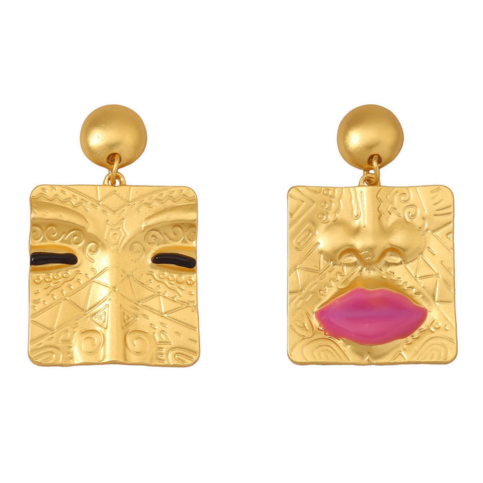 Wholesale Retro Five-feature Zinc Alloy Earrings JDC-ES-YueLi022