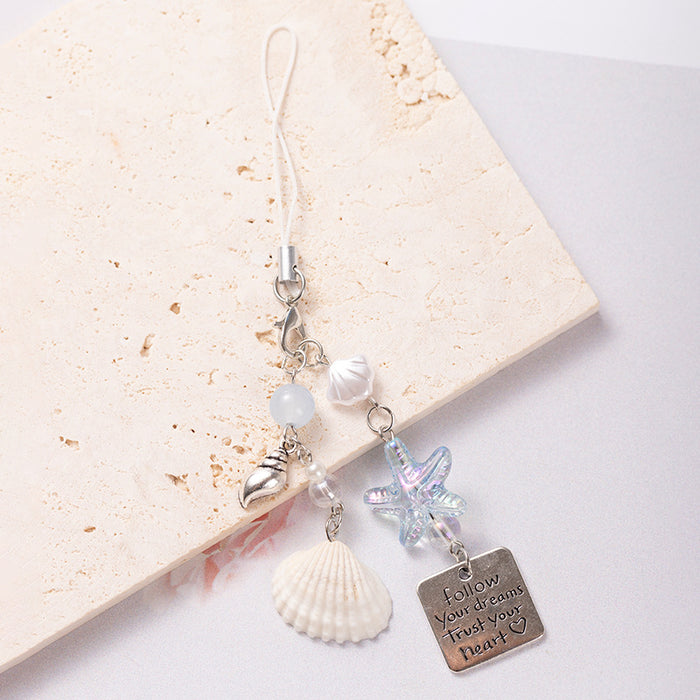Wholesale Starfish Shell Lanyard Handmade Beaded Keychain  Mobile Phone Chain Pendant